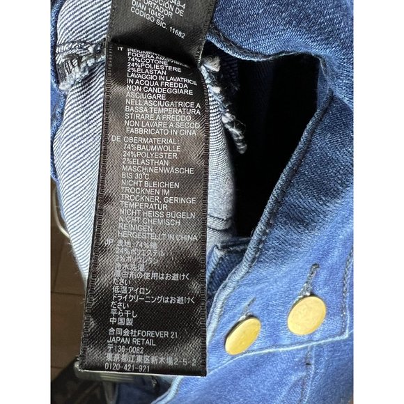 Forever 21 denim jeans US 29 CA 29 sailor jeans 8 buttons straight legs dark blu - Picture 10 of 11